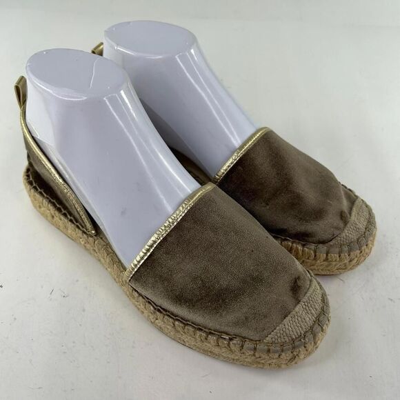 Free People Women's Velvet Espadrille Flats US 7.5 Olive Slip-On Sandal - Picture 5 of 10